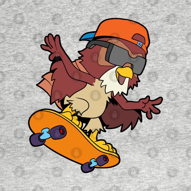 Comic owl rides skateboard by Modern Medieval Design